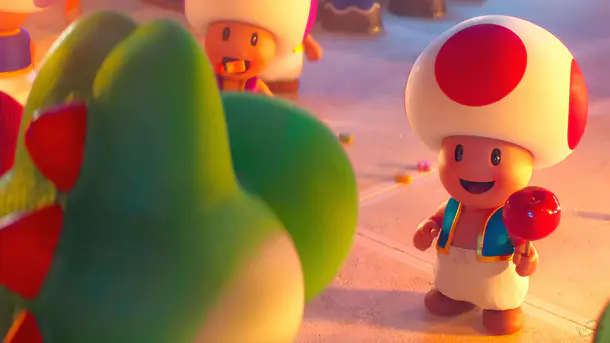 Super Mario háttérkép Toad karakterrel és Yoshival