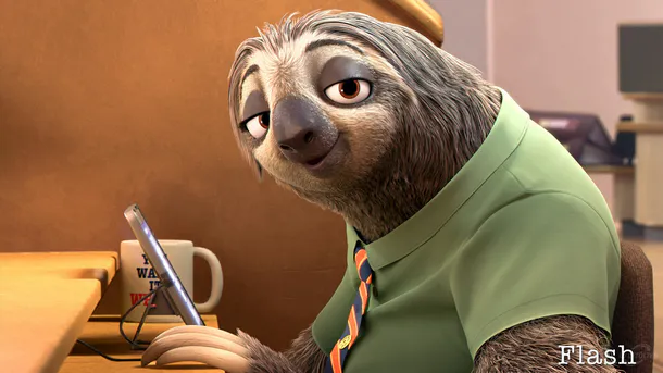 Flash a lajhár egy jelenetben