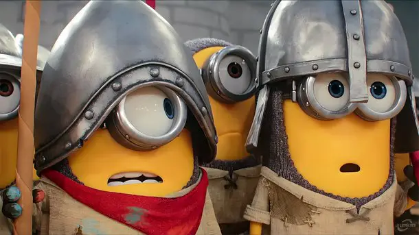 Minions középkori páncélsisakot viselő minyonok háttérkép